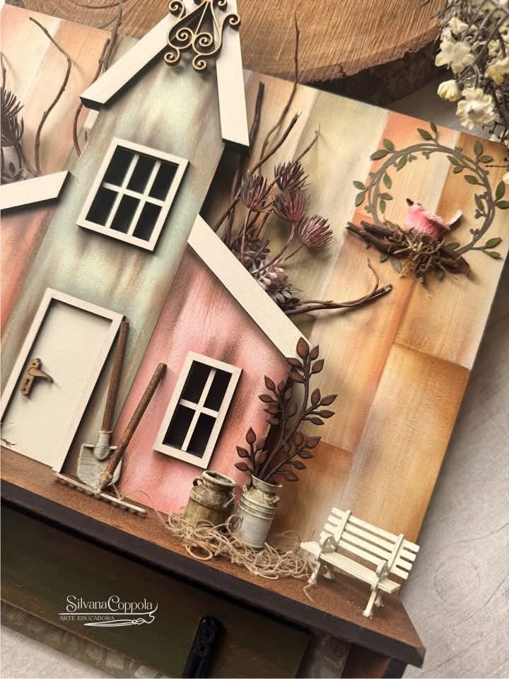 Cabideiro casinha country tripla
