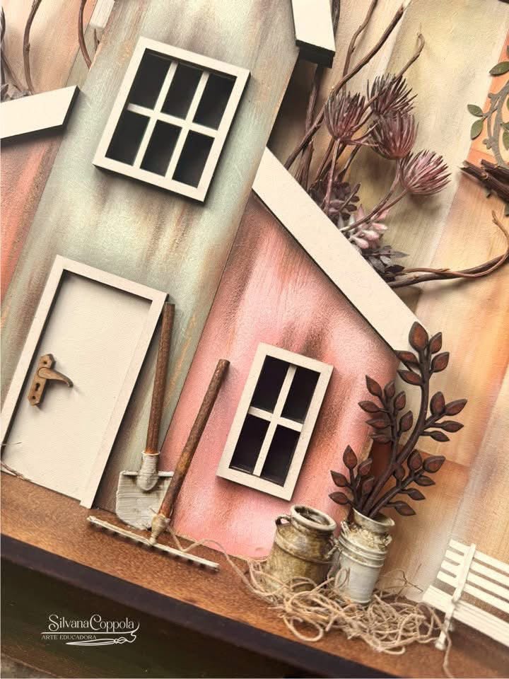 Cabideiro casinha country tripla