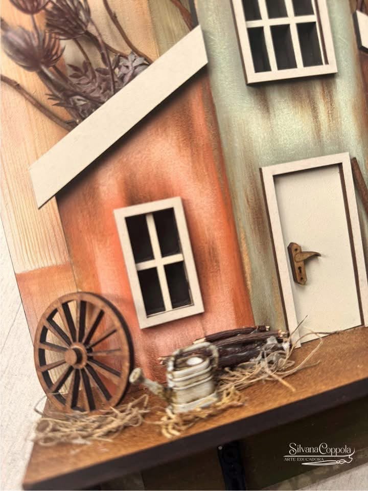 Cabideiro casinha country tripla