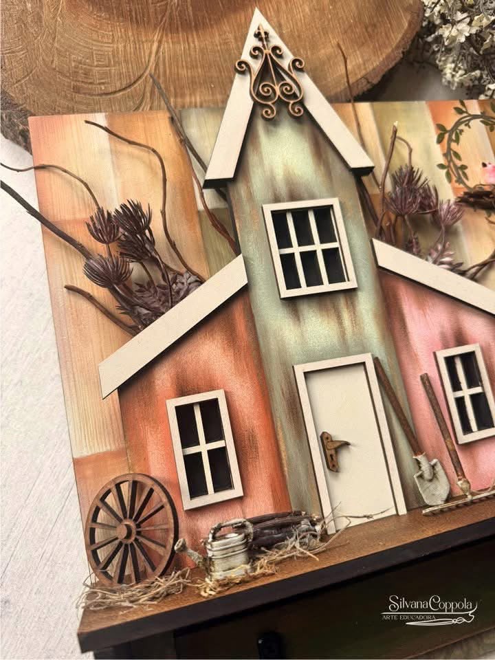 Cabideiro casinha country tripla